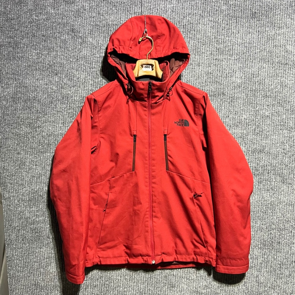 The North Face Puffer Jacket Mens Small Red Hooded Insulated Full Zip Gorpcore